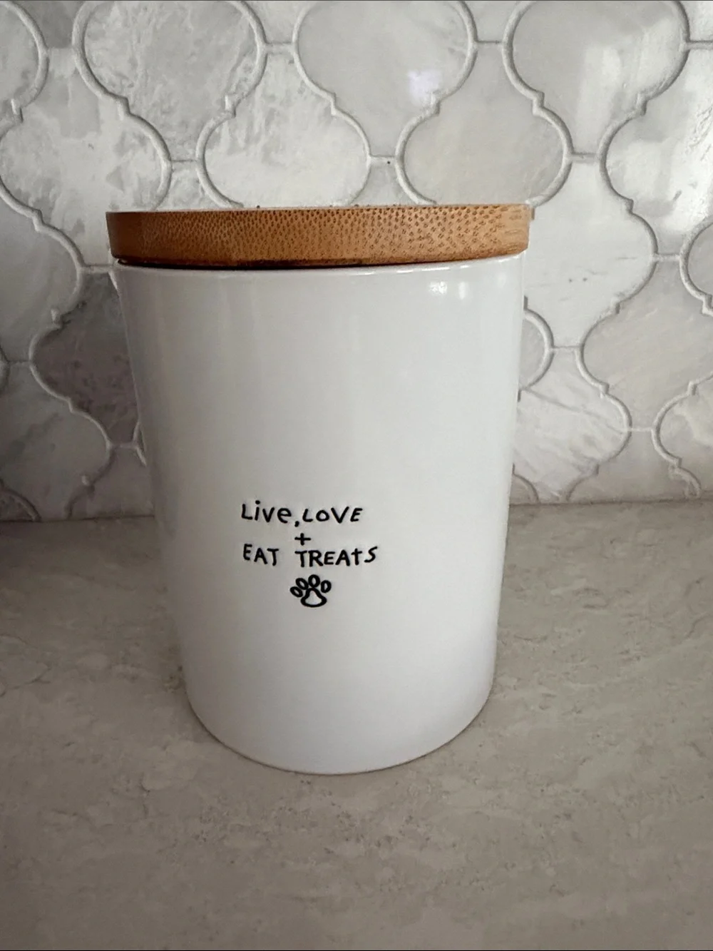 Ceramic Treat Jar with Bamboo Lid - 